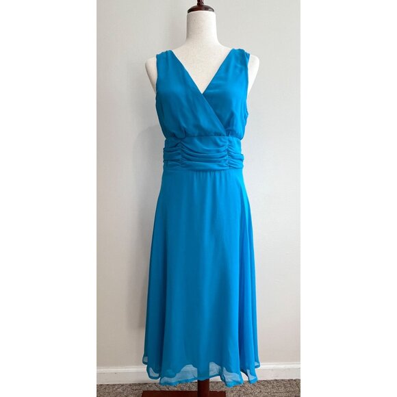 Y2K Connected Apparel Fit & Flare Sleeveless  Midi Dress Womens 10 Blue Flowy - Picture 1 of 7